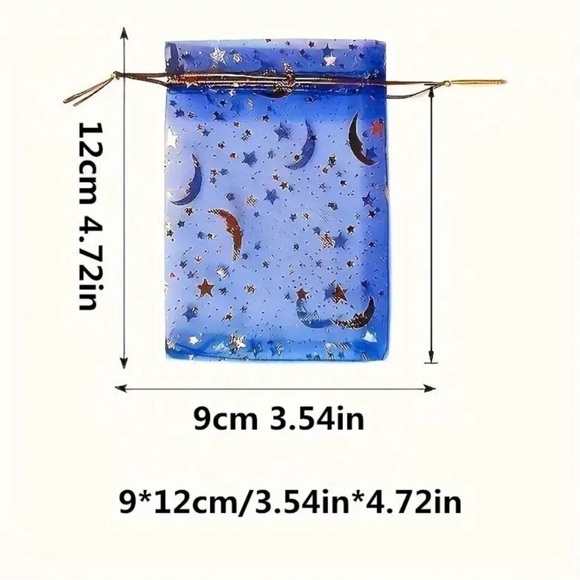 24 Multicolored Chiffon Drawstring Bags with Moon & Star Design - Picture 2 of 3